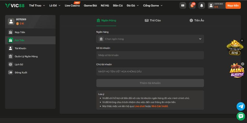VIC88 – Nhà Cái Uy Tín Số 1 Với Tốc Độ Nạp/Rút Chỉ 20 Giây Các bước rút tiền nhanh chóng tại VIC88
